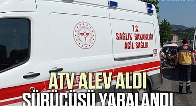 ATV alev aldı, sürücüsü yaralandı