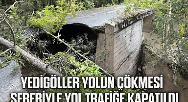 Düzce Yedigöller yolunun çökmesi sebebiyle yol trafiğe kapandı
