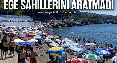 Ege sahillerini aratmadı, yüzlerce kişi halk plajına akın etti