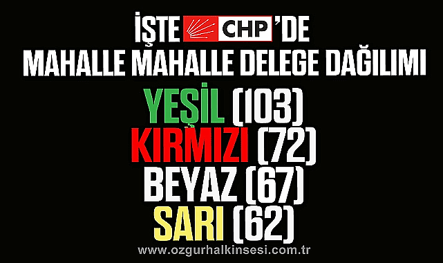 İŞTE CHP'DE MAHALLE MAHALLE DELEGE DAĞILIMI