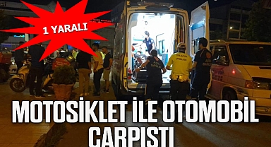  Motosiklet ile otomobil çarpıştı; 1 yaralı