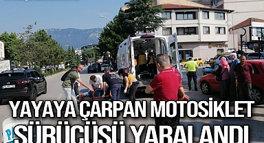  Yayaya çarpan motosiklet sürücüsü yaralandı