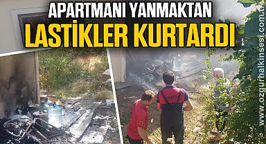 Araç lastikleri alev aldı, apartman yanmaktan kurtuldu