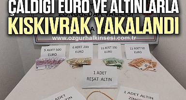 ÇALDIĞI EURO VE ALTINLARLA KISKIVRAK YAKALANDI