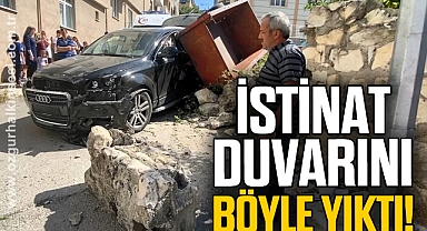 Önce römorka çarptı, sonra istinat duvarını yıktı