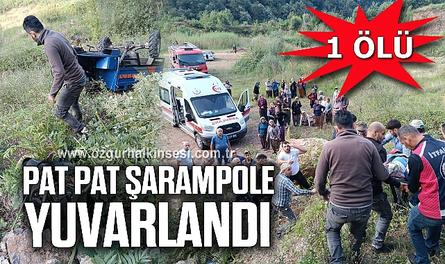 Pat pat şarampole yuvarlandı:1 ölü
