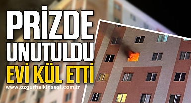 Prizde unutulan ütü evi yaktı