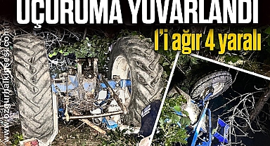 Traktör uçuma yuvarlandı