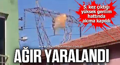 5. kez çıktığı yüksek gerilim hattında akıma kapılan şahıs ağır yaralandı