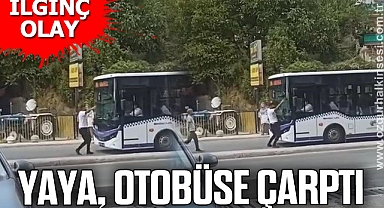 Bu sefer yaya, otobüse çarptı
