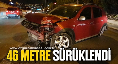 Direğe çarpan cip 46 metre sürüklendi