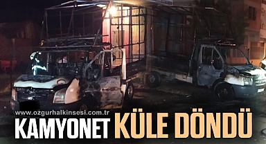 Kamyonet küle döndü
