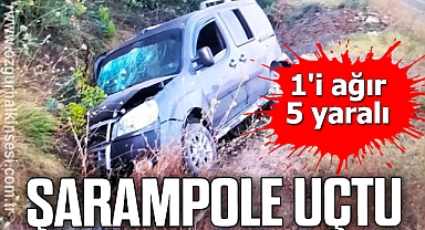 Kontrolden çıkan hafif ticari araç şarampole uçtu: 1'i ağır 5 yaralı