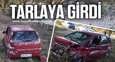Kontrolden çıkan otomobil tarlaya girdi