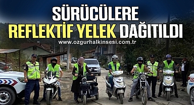 Motosiklet sürücülerine reflektif yelek dağıtıldı