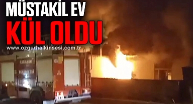Müstakil ev alevlere teslim oldu