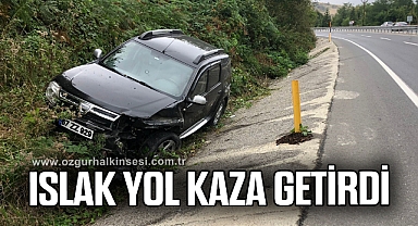 Yağmurda ıslanan yol kazaya neden oldu