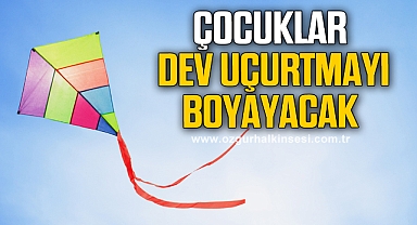 Çocuklar dev uçurtmayı boyayacak