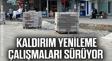 Kaldırım yenileme çalışmaları sürüyor