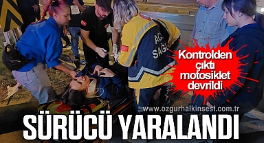 Kontrolden çıkan motosiklet devrildi, sürücü yaralandı