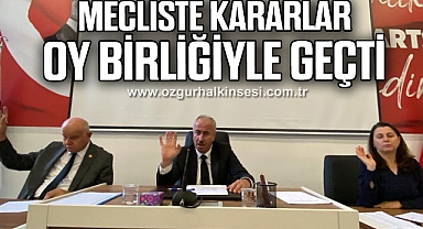 MECLİSTE KARARLAR OY BİRLİĞİYLE GEÇTİ