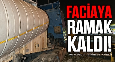 Tır karşı şeride geçti!
