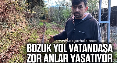 Bozuk yol vatandaşa zor anlar yaşatıyor
