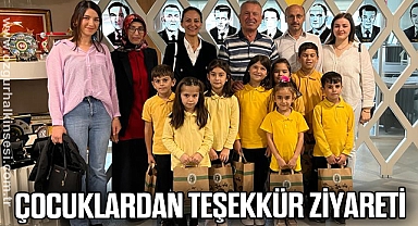 Çocuklardan teşekkür ziyareti