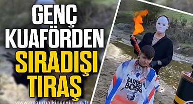 Dere kenarında tıraş yaptı