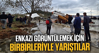 Enkazı görüntülemek için birbirleriyle yarıştılar