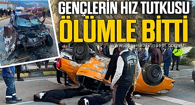 Karşı şeride uçup otomobille kafa kaya çarpıştı