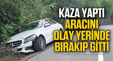 Kaza yapan otomobil terk edilmiş halde bulundu