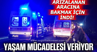 Otomobilinden indi, araç çarptı!
