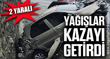 Yağışlar kazayı getirdi, 2 yaralı
