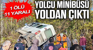 Yolcu minibüsü yoldan çıktı: 1 ölü, 11 yaralı