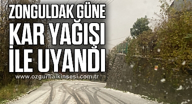 Zonguldak güne kar yağışı ile uyandı