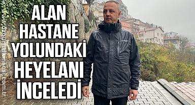 Alan, hastane yolundaki heyelanı inceledi