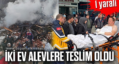 İki ev alevlere teslim oldu: 1 yaralı
