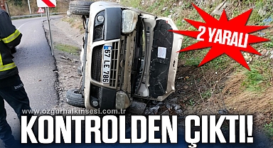Kontrolden çıkan araç devrildi