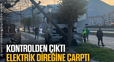 KONTROLDEN ÇIKTI ELEKTRİK DİREĞİNE ÇARPTI