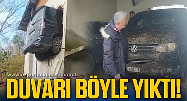 SELE KAPILAN ARAÇ DUVARI BÖYLE YIKTI