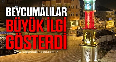 Beycuma'ya madenci heykelli saat kulesi