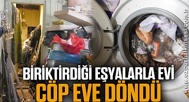 Biriktirdiği eşyalarla evi çöp eve döndü: Görenleri hayrete düşürdü