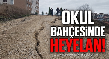 Okul bahçelerine yakın alanda toprak kayması!