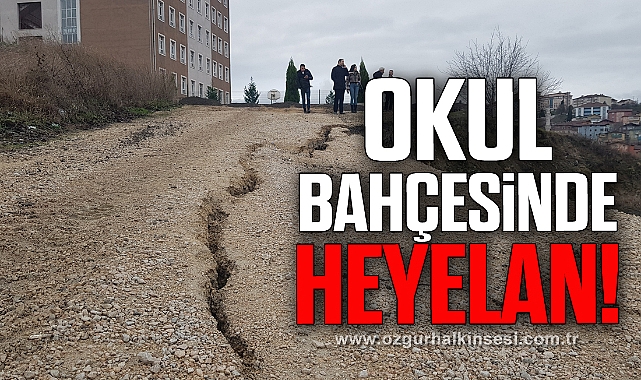 Okul bahçelerine yakın alanda toprak kayması!