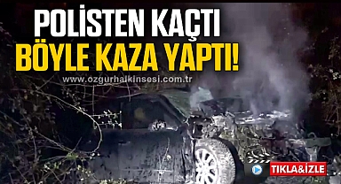 Polisten kaçan sürücü jandarmayı görünce kaza yaptı