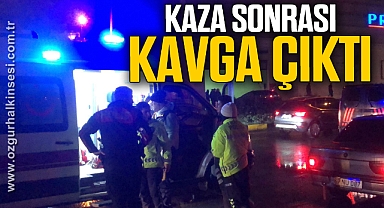 Trafik kazası sonrası taraflar birbirine girdi