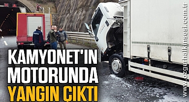 Gıda yüklü Kamyonet'in motorunda yangın çıktı