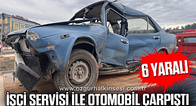 İşçi servisi ile otomobil çarpıştı: 6 yaralı