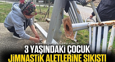 Jimnastik aletlerine sıkışan çocuğu itfaiye kurtardı